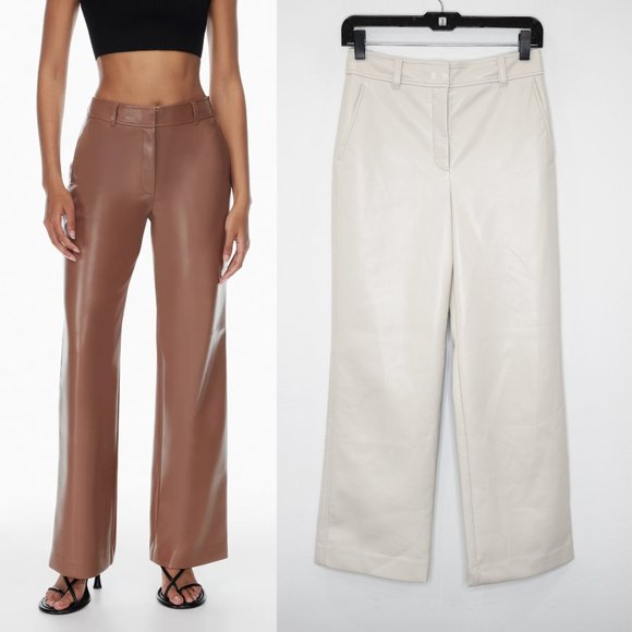 Aritzia Pants - SOLD Babaton Bazaar Pants Taupe Vegan Leather Wide Leg Pants DD3